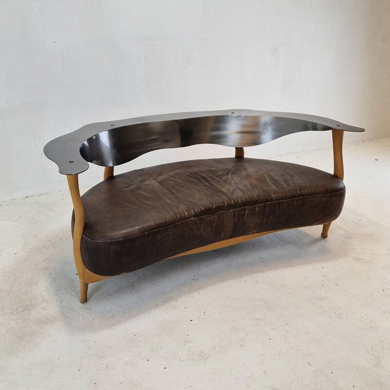 Image 1 of Vintage "Fantasy Island" sofa van hout, staal en leer door Kurt Bayer, Duitsland 1980