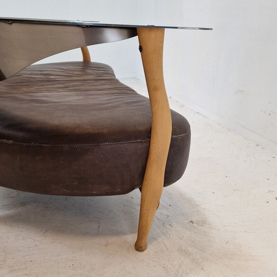 Image 1 of Vintage "Fantasy Island" sofa van hout, staal en leer door Kurt Bayer, Duitsland 1980