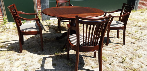 Kersenhout Bannink Jugendstil Eetkamer Tafel Met 4 Stoelen 