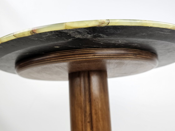 Image 1 of Italiaans Bijzettafel Rond Ingelegd Onyx 