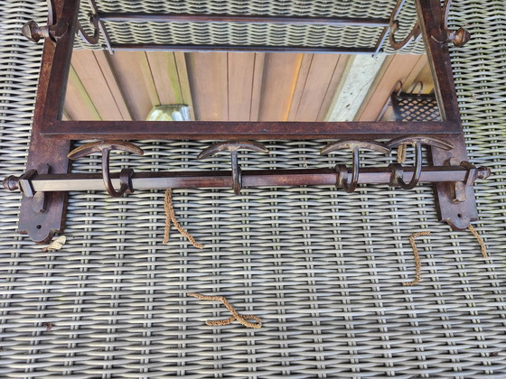 Image 1 of messing vintage treinkapstok met spiegel verstelbaar