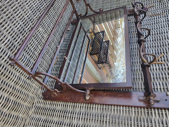 Image 1 of messing vintage treinkapstok met spiegel verstelbaar