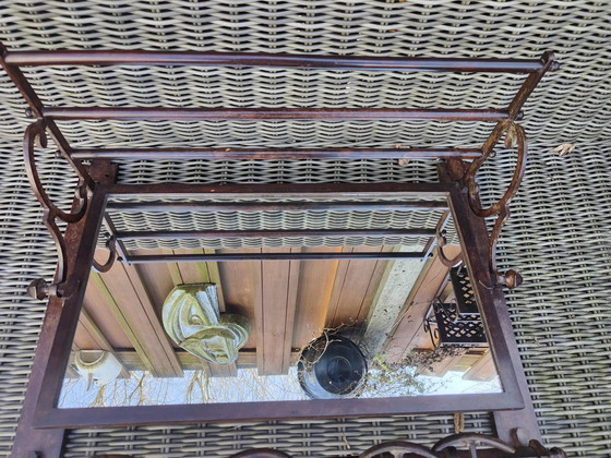 Image 1 of messing vintage treinkapstok met spiegel verstelbaar