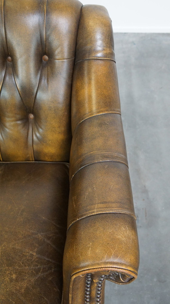 Image 1 of Chesterfield Fauteuil/ Armchair Gemaakt Van Rundleer