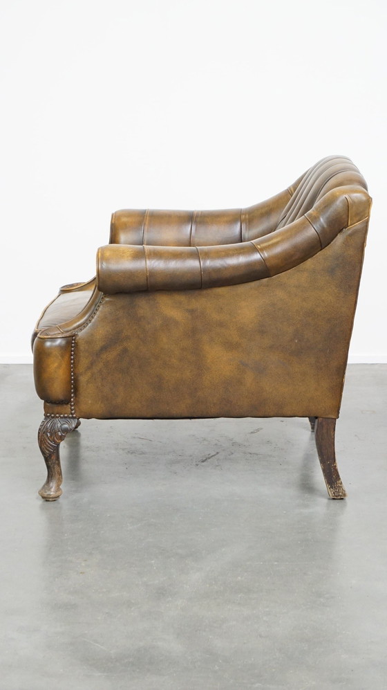 Image 1 of Chesterfield Fauteuil/ Armchair Gemaakt Van Rundleer