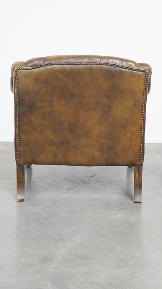 Image 1 of Chesterfield Fauteuil/ Armchair Gemaakt Van Rundleer