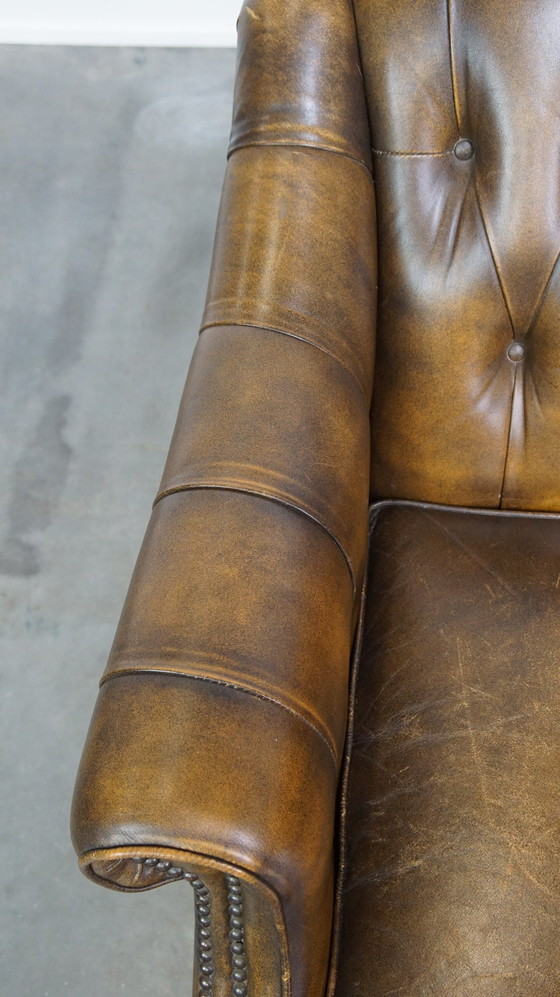 Image 1 of Chesterfield Fauteuil/ Armchair Gemaakt Van Rundleer