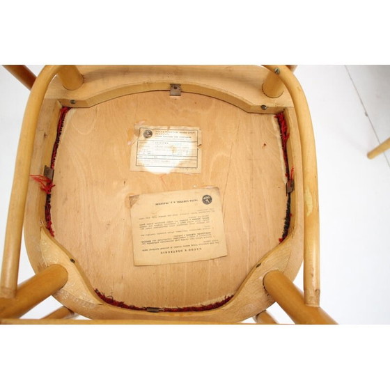 Image 1 of Set van 4 vintage houten en stoffen eetkamerstoelen van Tatra Pravenec, Tsjecho-Slowakije 1970