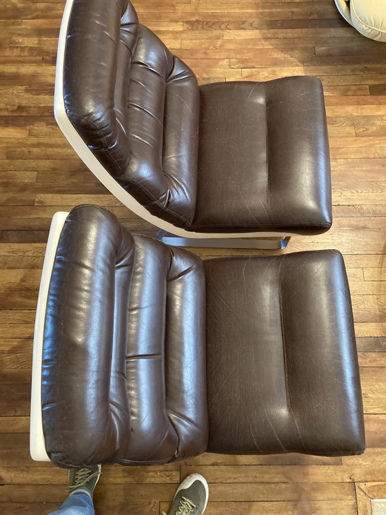 Image 1 of Paar fauteuils toegeschreven aan Joe Colombo jaren 60-70. In zeer goede staat.