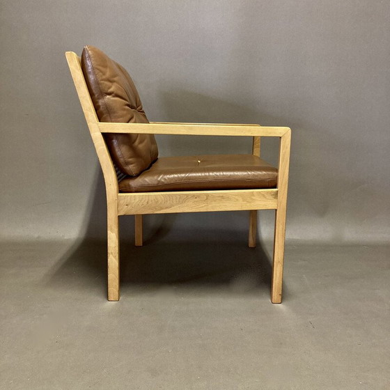 Image 1 of Set van 3 vintage Scandinavische leren fauteuils van Bernt Petersen, 1960