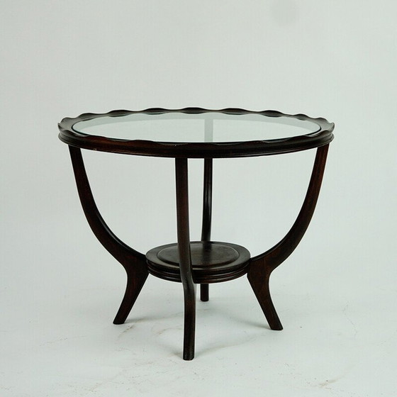 Image 1 of Italiaanse mid-century salontafel met rond glazen blad