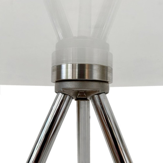 Image 1 of Vintage design glazen bijzettafel chroom tripod