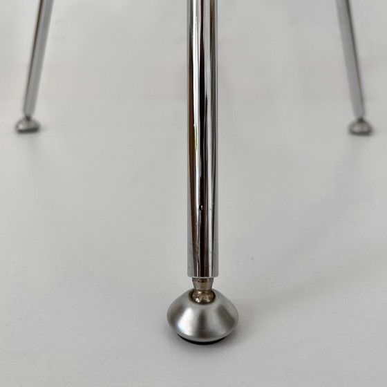 Image 1 of Vintage design glazen bijzettafel chroom tripod