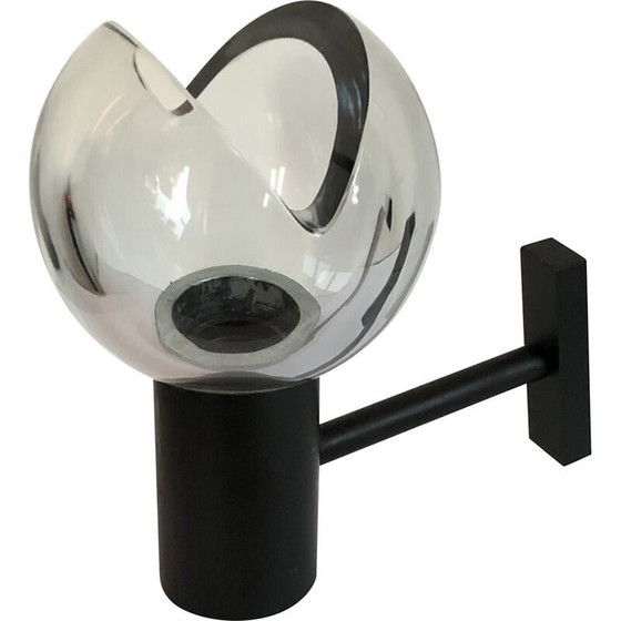 Image 1 of Vintage wandlamp in grijs getint Murano glas van Flavio Poli, Italië 1960
