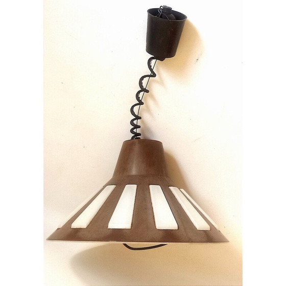 Image 1 of Vintage lichtbruine bakelieten en plastic hanglamp, 1970