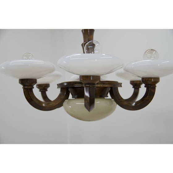 Image 1 of Vintage Art Deco houten kroonluchter, 1920