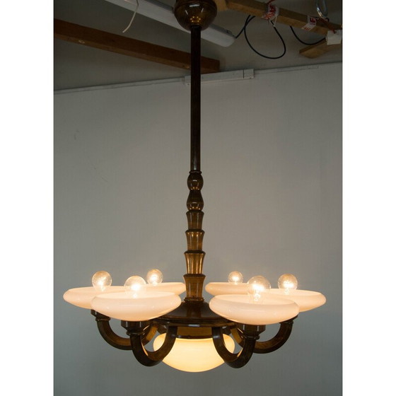 Image 1 of Vintage Art Deco houten kroonluchter, 1920