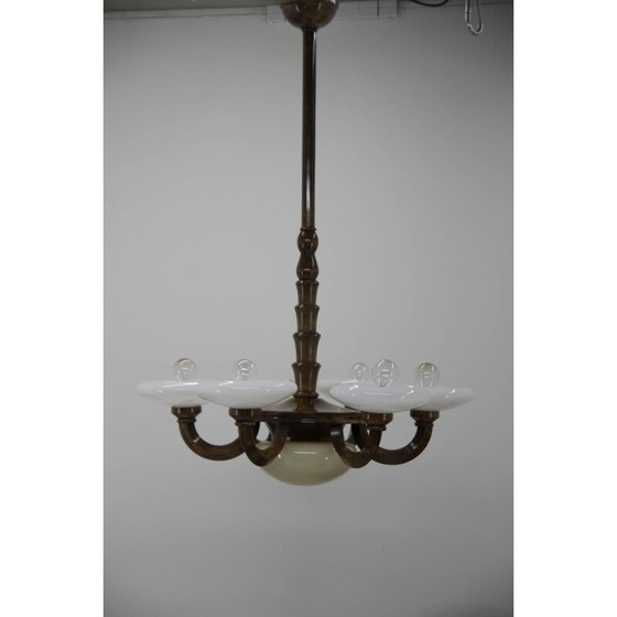 Image 1 of Vintage Art Deco houten kroonluchter, 1920