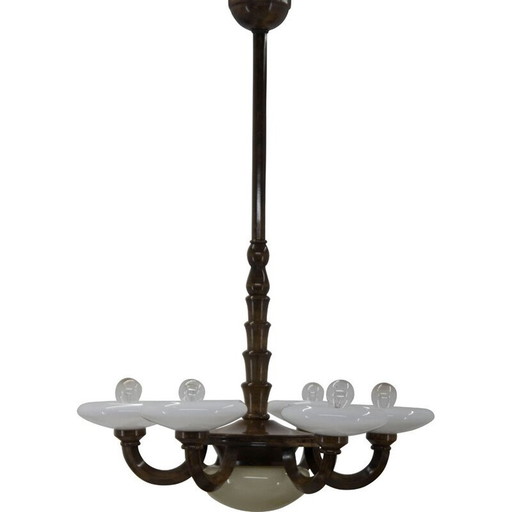 Vintage Art Deco houten kroonluchter, 1920