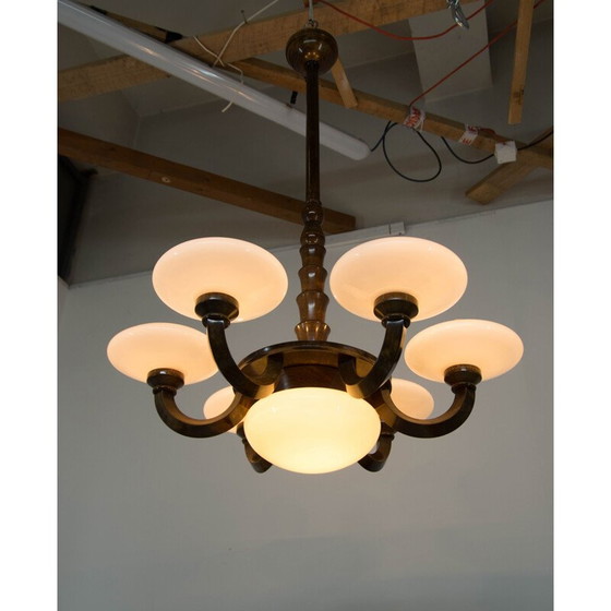 Image 1 of Vintage Art Deco houten kroonluchter, 1920