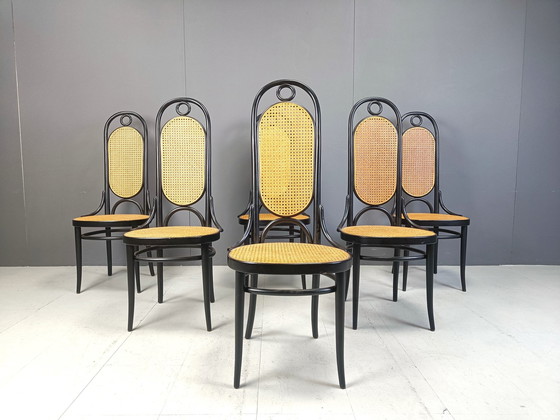 Image 1 of Thonet No. 207 Eetkamerstoelen 'Long John', set van 6, 1981