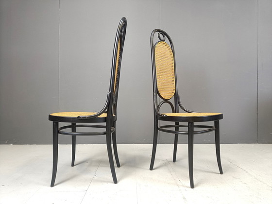 Image 1 of Thonet No. 207 Eetkamerstoelen 'Long John', set van 6, 1981