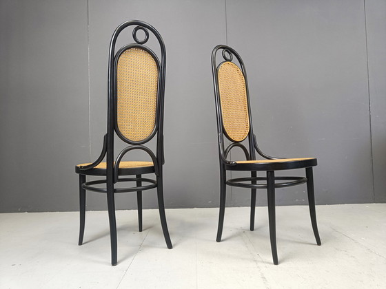 Image 1 of Thonet No. 207 Eetkamerstoelen 'Long John', set van 6, 1981