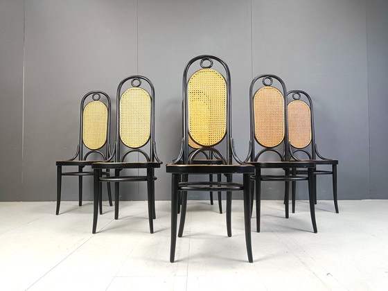 Image 1 of Thonet No. 207 Eetkamerstoelen 'Long John', set van 6, 1981