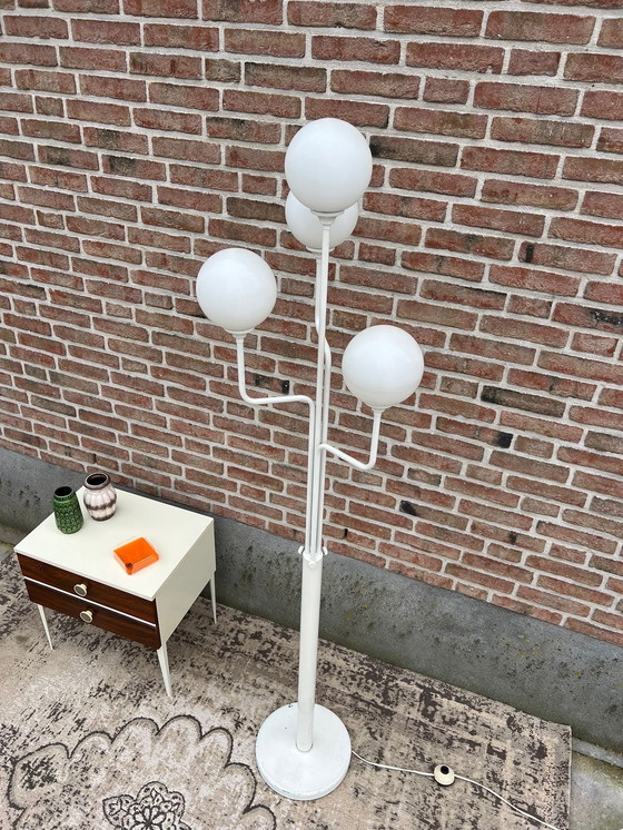 Image 1 of Vintage Witte Space Age Vloerlamp Met 4 Bollen 