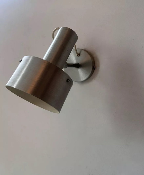 Image 1 of Vintage wandlamp, geborsteld aluminium, Frankrijk 1970