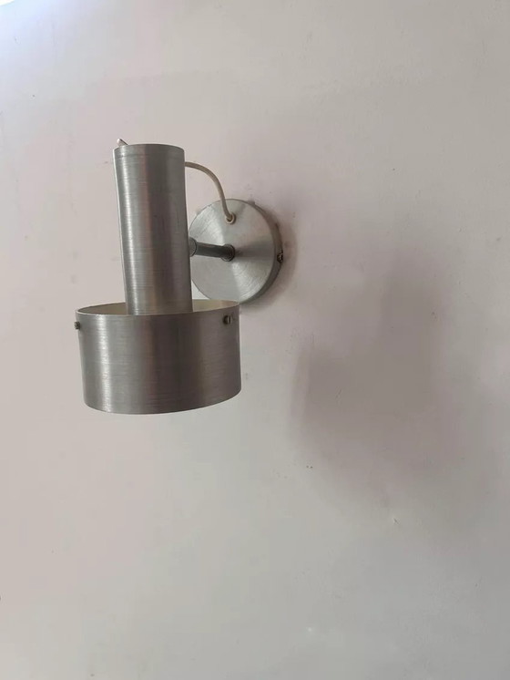Image 1 of Vintage wandlamp, geborsteld aluminium, Frankrijk 1970