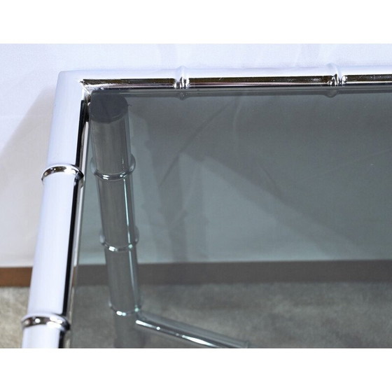 Image 1 of Vintage salontafel van verchroomd metaal en glas, 1970