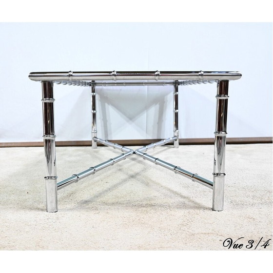 Image 1 of Vintage salontafel van verchroomd metaal en glas, 1970