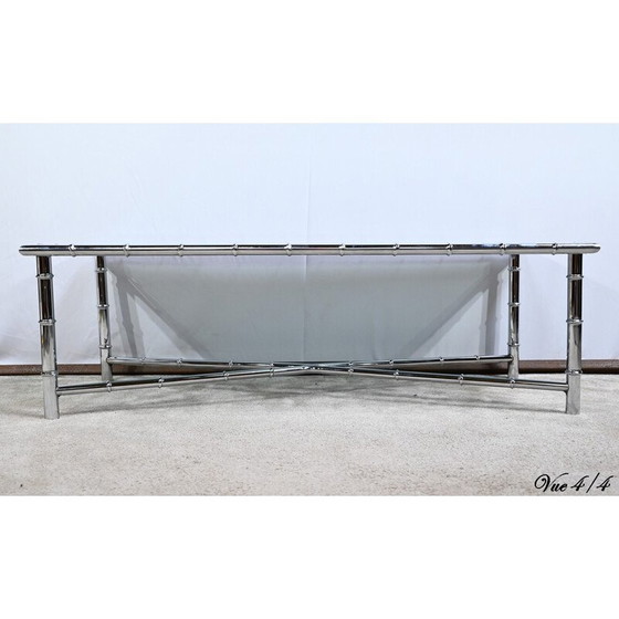 Image 1 of Vintage salontafel van verchroomd metaal en glas, 1970