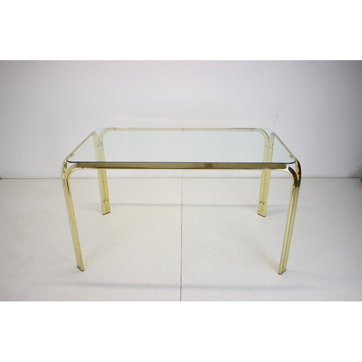 Vintage tafel van messing en glas, Duitsland 1970