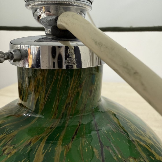 Image 1 of Wmf Ikora By Karl Wiedmann Groen Glazen Tafellamp, 1930'S