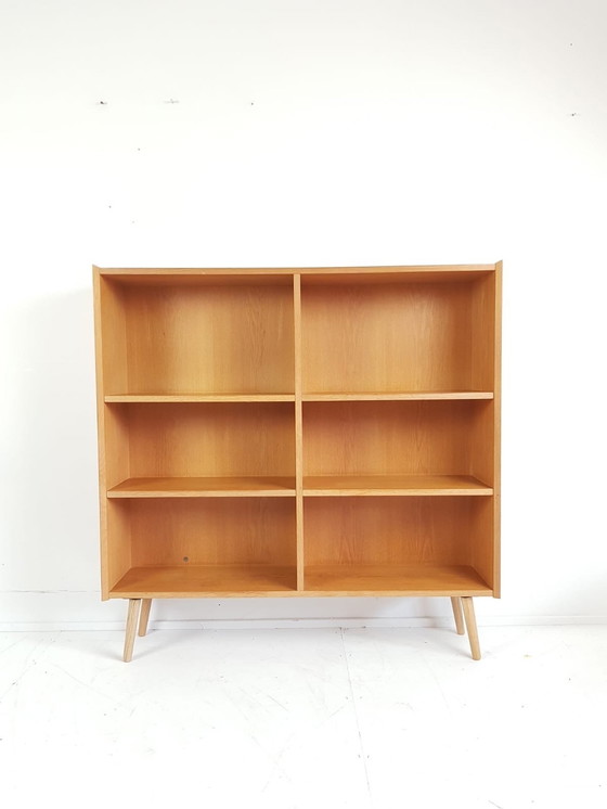 Image 1 of Vintage Deens Eiken Boekenkast Oak Veneer Bookcase