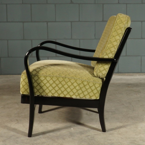 Image 1 of Vintage Loungefauteuils – Groen Velours – Jaren 60