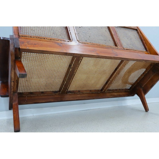 Image 1 of Mid century woonkamer set van teakhout en Weens stro, jaren 1950