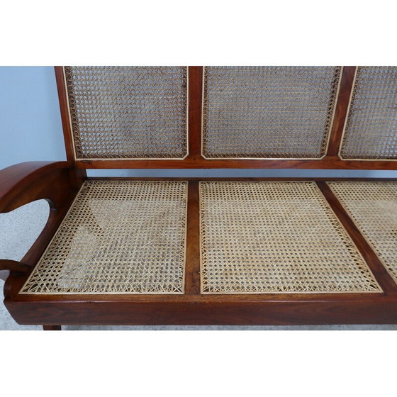 Image 1 of Mid century woonkamer set van teakhout en Weens stro, jaren 1950