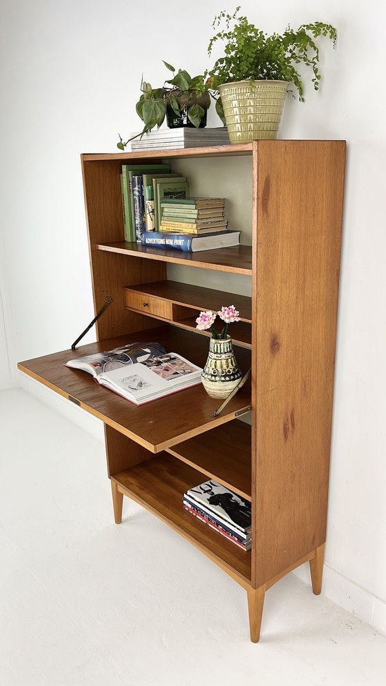 Image 1 of Zweeds vintage secretaire boekenkast bureau 