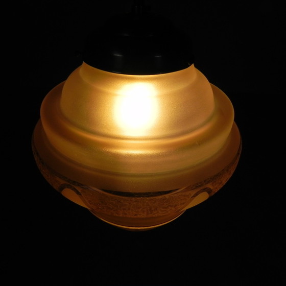 Image 1 of Art Deco Hanglamp Met Roze Glazen Kap, Jaren 30