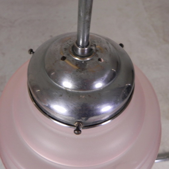 Image 1 of Art Deco Hanglamp Met Roze Glazen Kap, Jaren 30