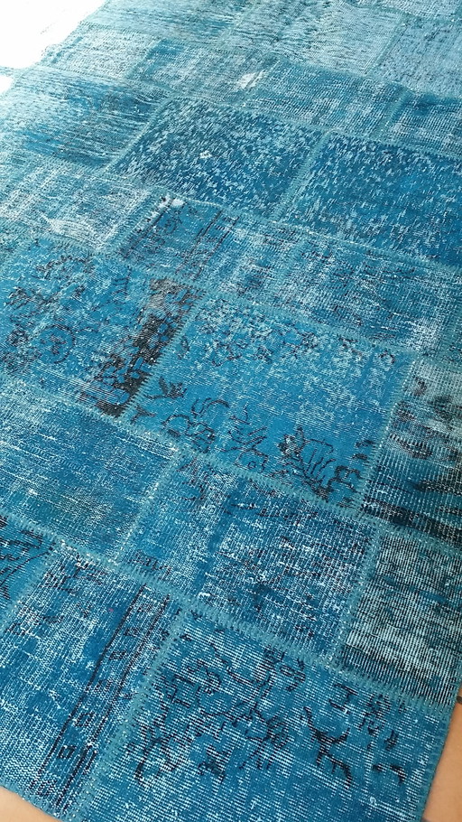 Patchwork tapijt aqua 2 recoloured 246cm x 347cm