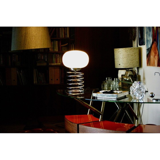 Image 1 of Vintage "Bulbe" lamp in verchroomd staal en wit opaline van Ingo Maurer, Duitsland 1960