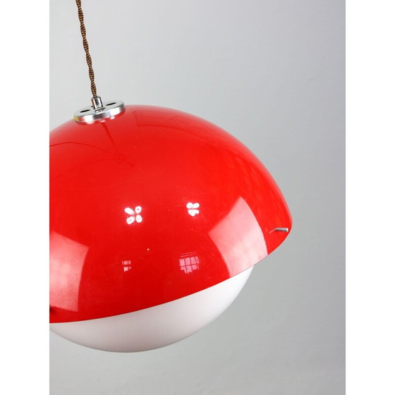 Image 1 of Set van 3 vintage koperkleurige hanglampen