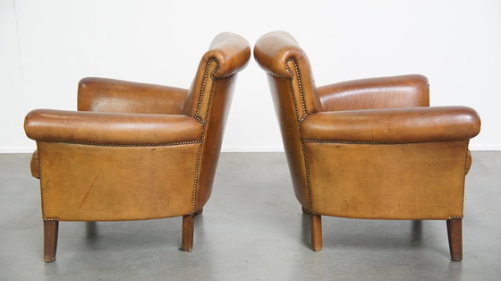 Image 1 of 2 X Vintage Schapenleren Armchair/ Fauteuil