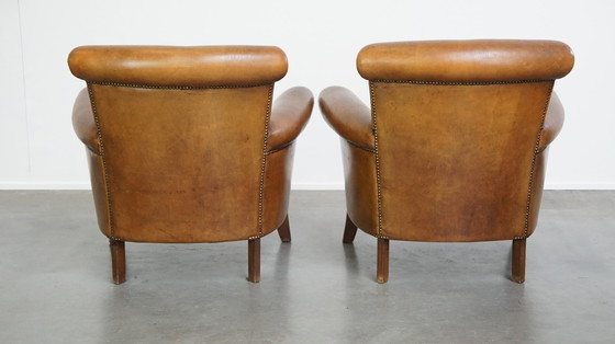 Image 1 of 2 X Vintage Schapenleren Armchair/ Fauteuil