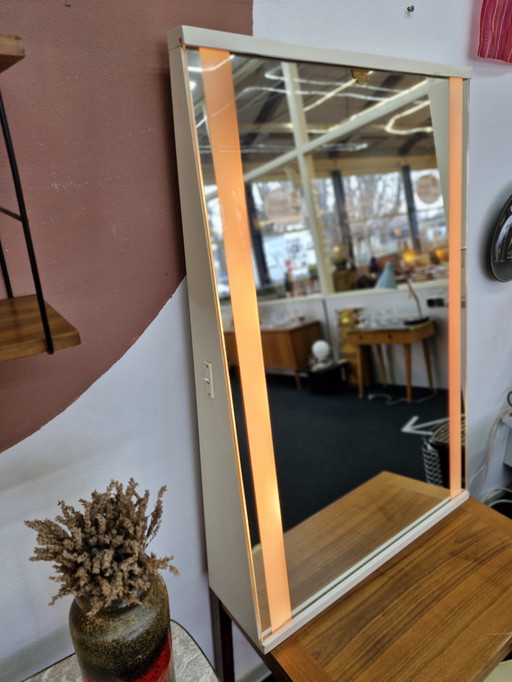 Grote Vintage Spiegel Met Verlichting Jaren 70