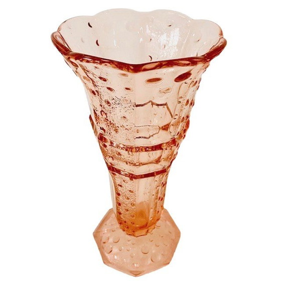 Image 1 of Artdeco vaas Scailmont rosaline roze glas 1930's